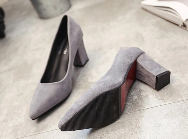 Pompi de piele intoarsa de dama J2400 gri 39