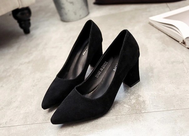Pompi de piele intoarsa de dama J2400 negru 38