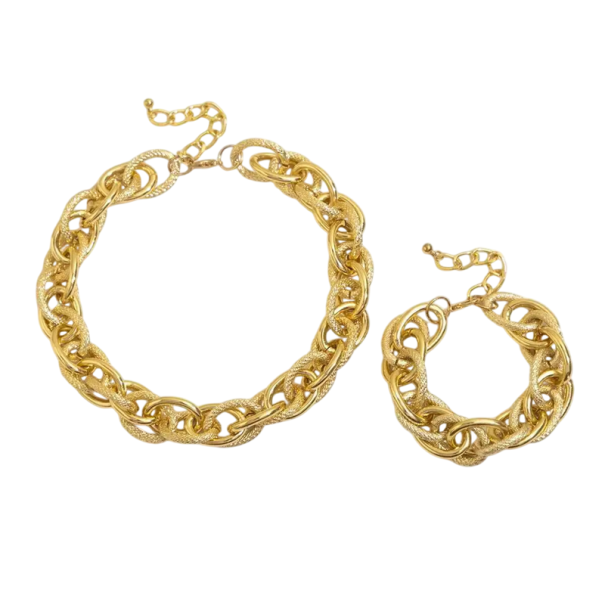 Pompöse Ketten Schmuckset 40+7 cm Halskette 16+5 cm Armband Boho-Schmuckstücke aus Zinklegierung Klassische Damenaccessoires Party 1