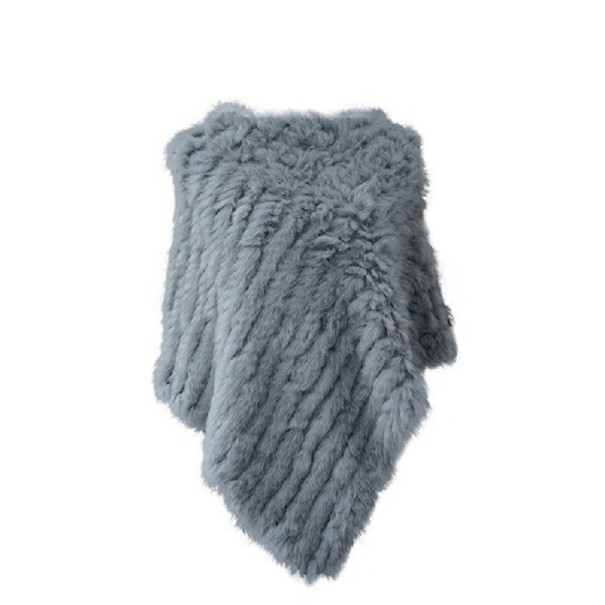 Poncho de damă din blană de iepure P2256 gri