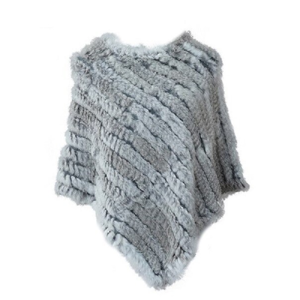 Poncho de dama din blana de iepure P2257 gri