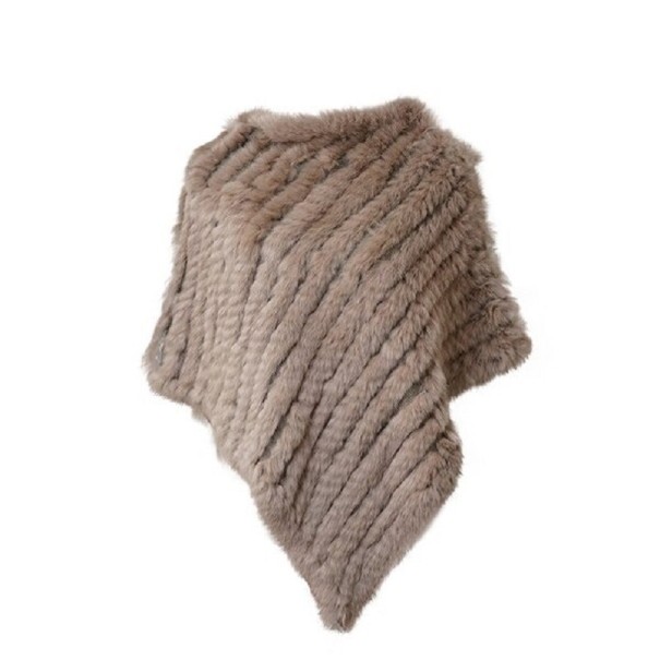 Poncho de piel de conejo para mujer P2256 marrón claro