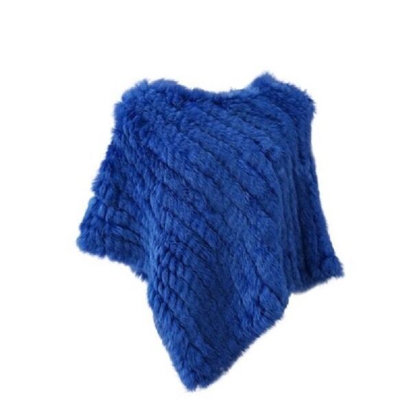 Poncho feminino de pelagem de coelho P2256 azul