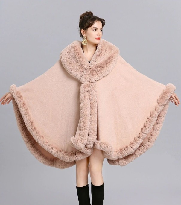 Poncho Invernale Donna P2529 rosa