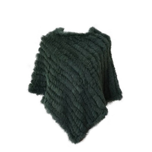 Poncho pour femmes en fourrure de lapin P2256 vert foncé