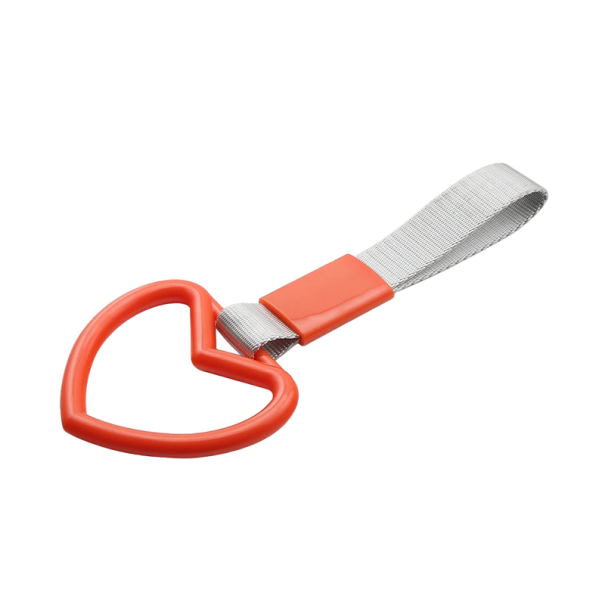 Popruh avec poignée pour voiture en forme de cœur orange