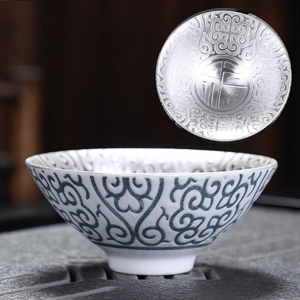 Porcelænskop med sølvornamenter 6