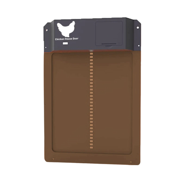 Porta automatica per pollaio con sensore di luce Porta autoapri per polli 35 x 23,9 cm marrone
