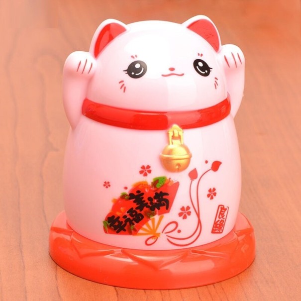 Porta palillos gato de la suerte rosa