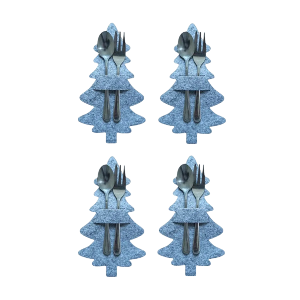 Porta posate di Natale - albero 4 pz V129 grigio