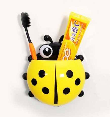 Porta spazzolini a forma di coccinella J2507 giallo