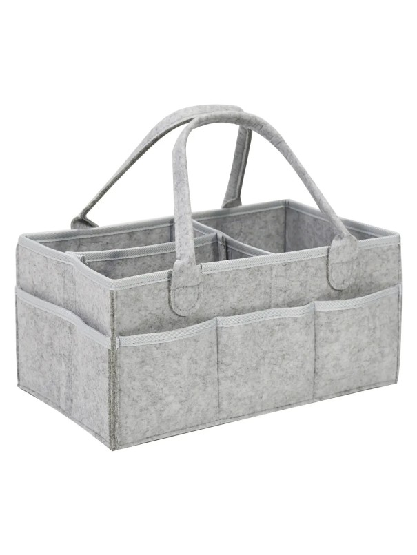 Portable Changing Bag with Internal Dividers 38 x 23 x 18 cm Practical Storage Box for Baby Without Accessories light grey
