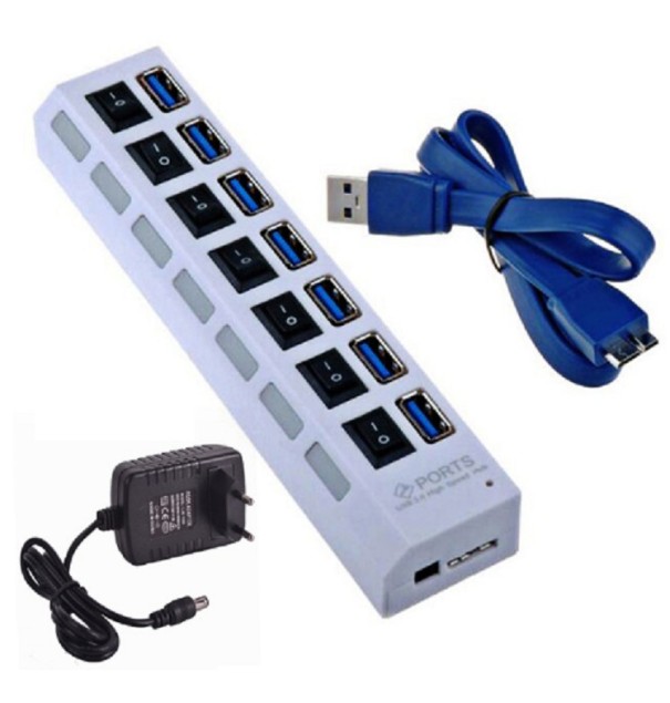 Portable High-Speed 7 Port Hub for J1581 white