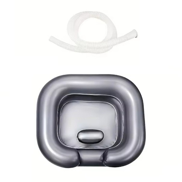 Portable Inflatable Washing Bowl 52 x 58 x 19 cm with Hose for Washing Hair at Bedside Lightweight Rinsing Bowl for Seniors and Immobilised Individuals 1