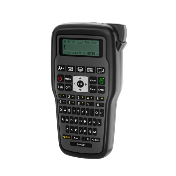 Portable Label Printer E1000PRO Handheld Label Maker with Keyboard Self-Adhesive Tape 12 mm Type-C Power Industrial Labels black