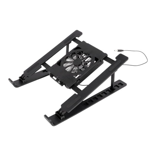 Portable Laptop Cooling Stand 27 x 21 x 9 cm Foldable with Built-in Fan and Adjustable Height Universal Black 1