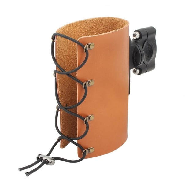 Portabotellas para moto fabricado en piel sintética marrón claro