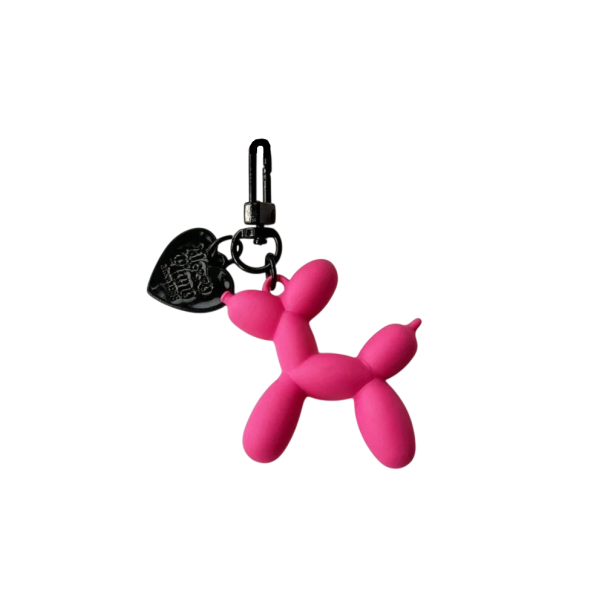 Portachiavi 4,6 cm Resina Palloncino cagnolino con cuoricino Ciondolo per chiavi zaino borsa Decorazione carina Regalo per bambini e donne rosa
