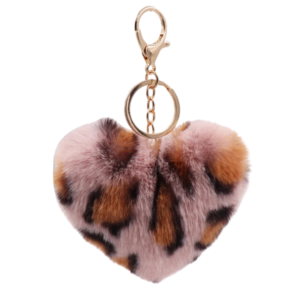 Portachiavi Cuore di Leopardo in Peluche Portachiavi Morbido con Motivo Animale Decorazione per Borsa Zaino Regalo leopardato