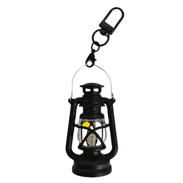 Portachiavi Luminoso 6 cm LED Lampada a Petrolio Portachiavi in Plastica con Simulazione di Fiamma Retro Decorazione per Chiavi nero