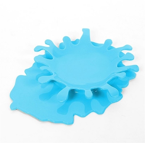 Portacucharas de madera con forma de mancha azul claro