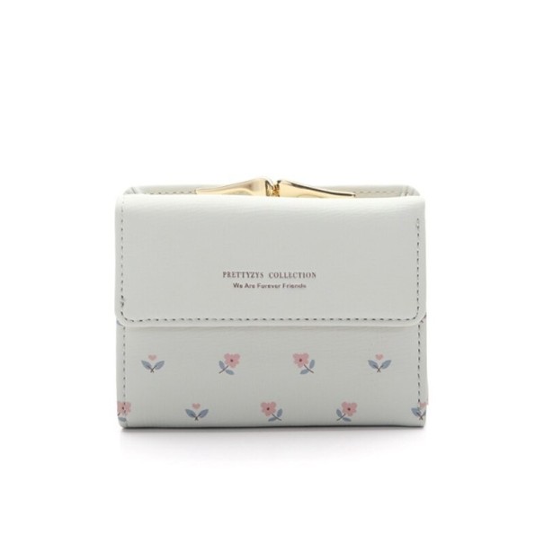 Portafoglio da donna con fiori grigio chiaro