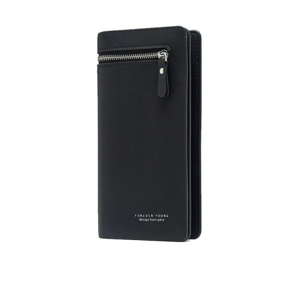 Portafoglio in pelle da donna con zip M136 nero