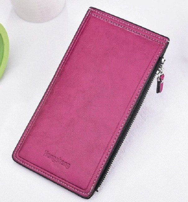 Portafoglio in pelle da donna M198 rosa scuro