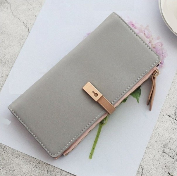 Portafoglio in pelle da donna M256 grigio