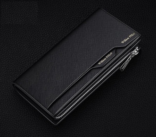 Portafoglio in pelle da uomo grande M651 nero