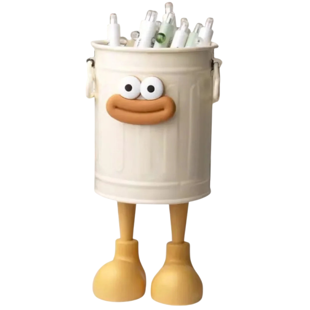 Portapenne 9x8 cm con motivi disegnati Organizzatore semplice per scrivania Scatola per articoli di cancelleria per studio domestico e ufficio bianco