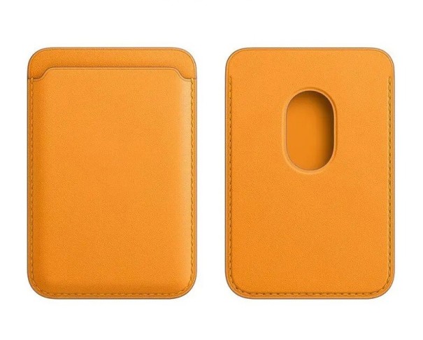 Porte-cartes en cuir avec aimant MagSafe pour iPhone orange