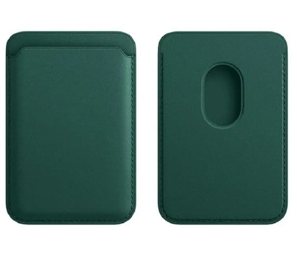 Porte-cartes en cuir avec aimant MagSafe pour iPhone vert
