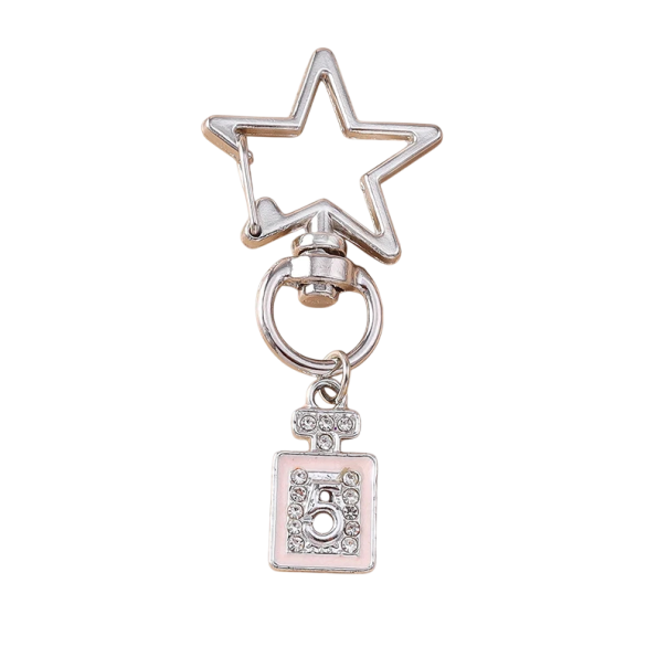 Porte-cheie 5 cm Aliaj de zinc Flacon de parfum cu stea Breloc metalic pentru geantă rucsac Accesoriu elegant de modă 1