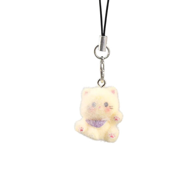 Porte-clés 2 x 2,4 cm Chatons en peluche Pendentif pour clés sac à dos sac Mini décoration en peluche Cadeau mignon pour les amoureux des chats beige