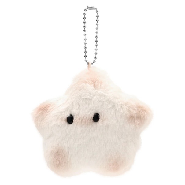 Porte-clés avec étoile en peluche blanche Pendentif en peluche pour clés, sac à dos, sac à main Accessoire décoratif doux pour enfants et adultes 1