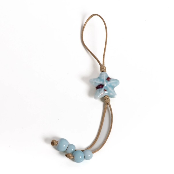 Porte-clés boho avec pendentif étoile de mer Cordons décoratifs pour téléphone pendentif pour clés décoration pour sac à main sac à dos accessoire en perles 1