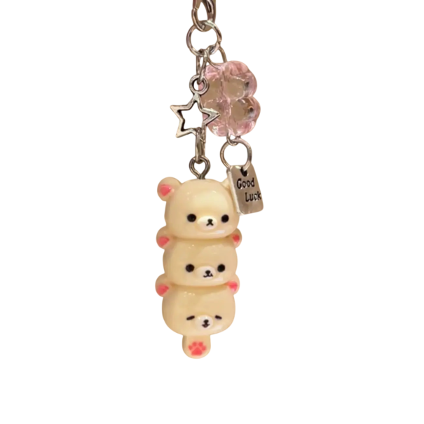 Porte-clés en résine Oursons mignons Pendentif décoratif pour clés Accessoire pour sac à main ou sac à dos Cadeau stylé pour enfants et femmes blanc