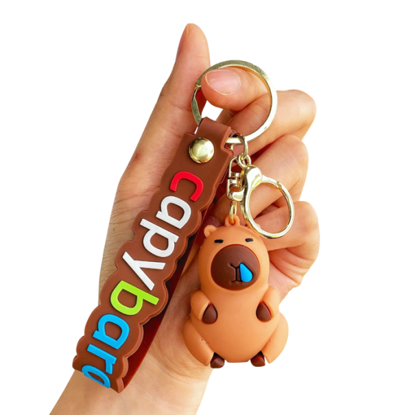 Porte-clés Kapibara avec inscription Pendentif mignon pour clés et sac à dos Design original en résine avec mousqueton en métal 1