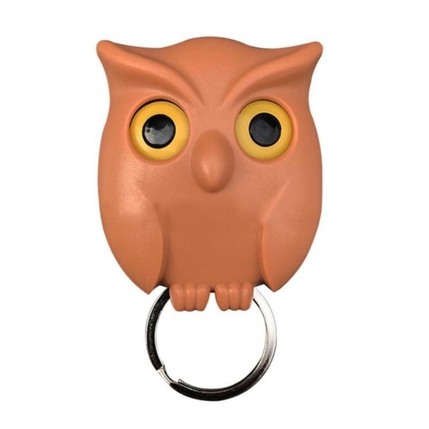Porte-clés magnétique mural hibou marron