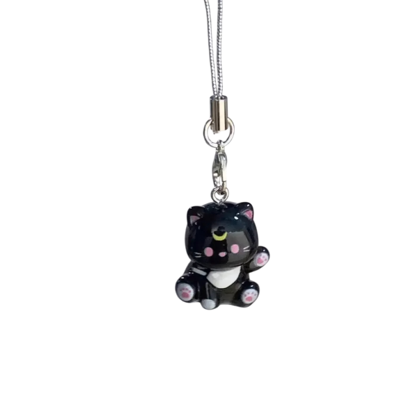 Porte-clés mignon Chat Porte-clés pour téléphone et sac figurine chat porte-clés noir
