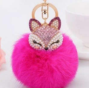 Porte-clés Renard Châtaigne J3528 rose foncé