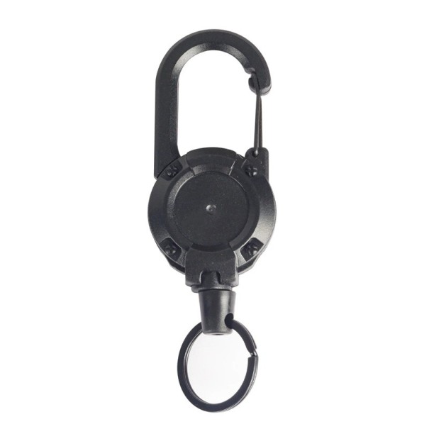 Porte-clés rétractable de pêche avec ressort en acier rétractable et mousqueton Support rétractable solide pour matériel Fixation sécurisée de l'équipement de pêche Enrouleur pratique pour pinces et ciseaux noir