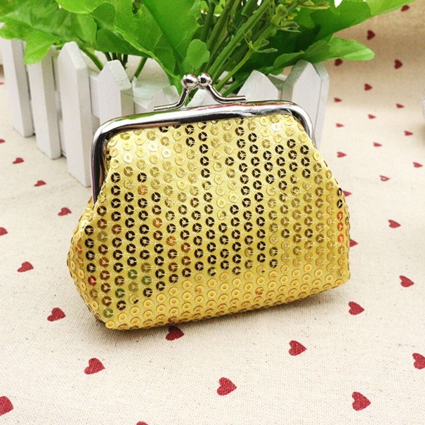 Porte-monnaie à pièces pour femmes avec paillettes J3101 doré