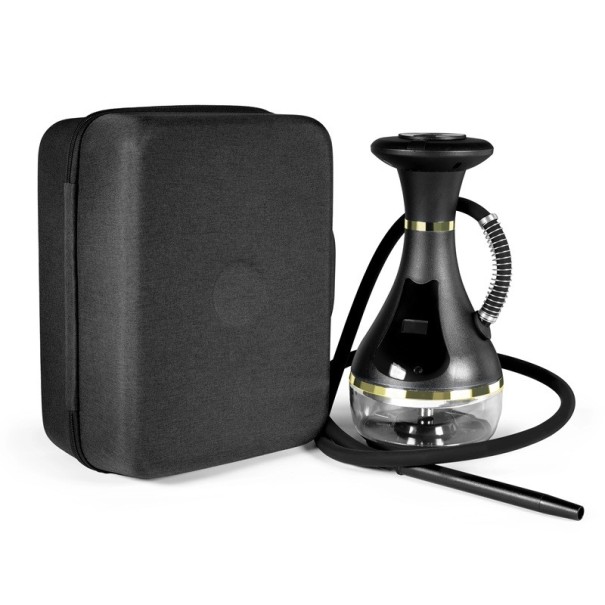 Porte-vapeur électrique portable RYKOAL avec écran LED et éclairage Régulation de la température Décoration dorée Alimentation par batterie Kit de voyage shisha hookah noir