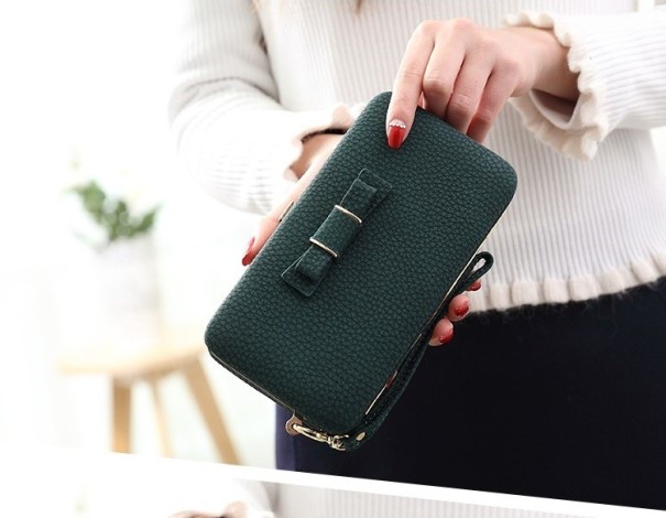 Portefeuille élégant pour femmes avec un nœud J3041 vert