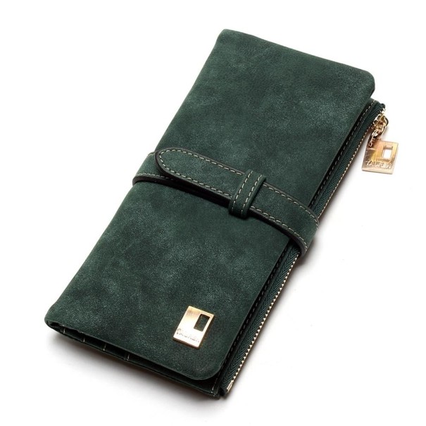 Portefeuille en cuir pour femmes A2445 vert foncé