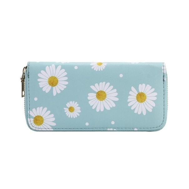 Portefeuille en cuir pour femmes avec des fleurs M370 turquoise