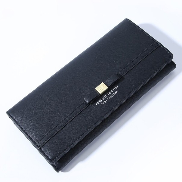 Portefeuille en cuir pour femmes avec nœud M414 noir
