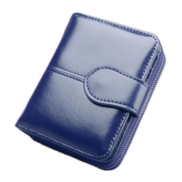 Portefeuille en cuir pour femmes brillant bleu foncé